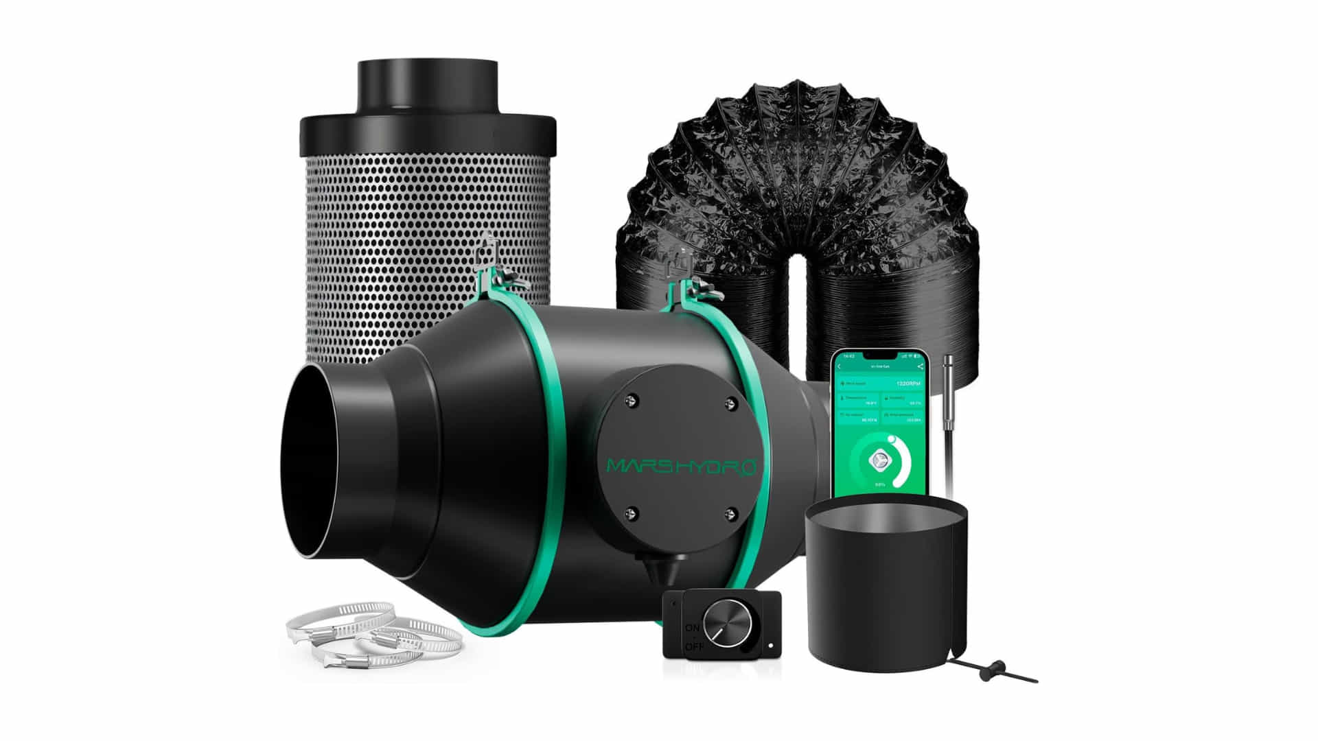 صورة لـ Mars HYDRO 4-Zoll Smart Inline Fan Kit: Die perfekte Belüftung für Ihr Indoor-Grow-Setup