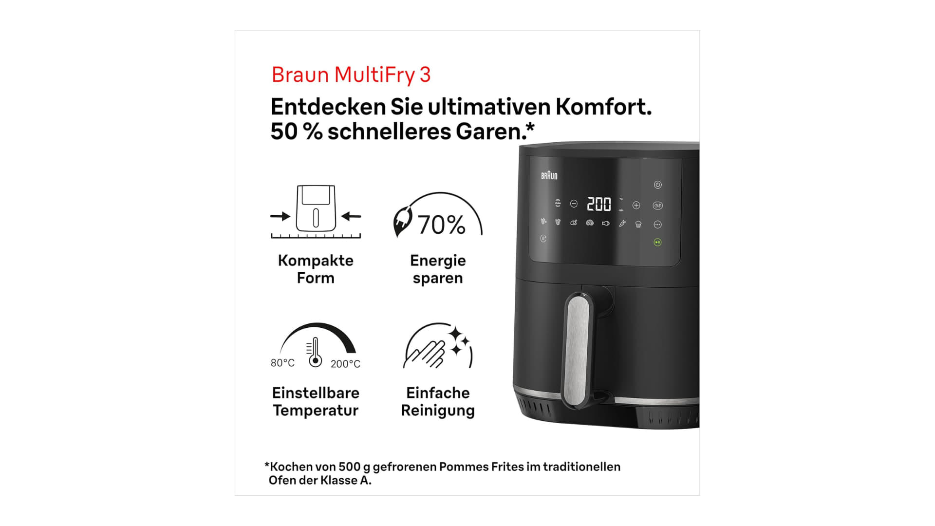 Einfache Handhabung und Mühelose Reinigung mit der Braun MultiFry 3 HF 3030